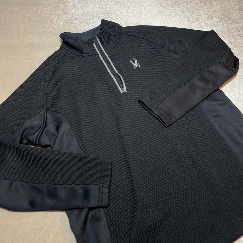 Spyder Mens XXL Black Quarter Zip Pullover Performance Jacket Athletic Stretch
